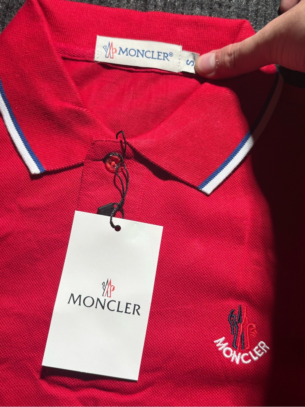 Moncler Men's Red Polo Shirt Size S